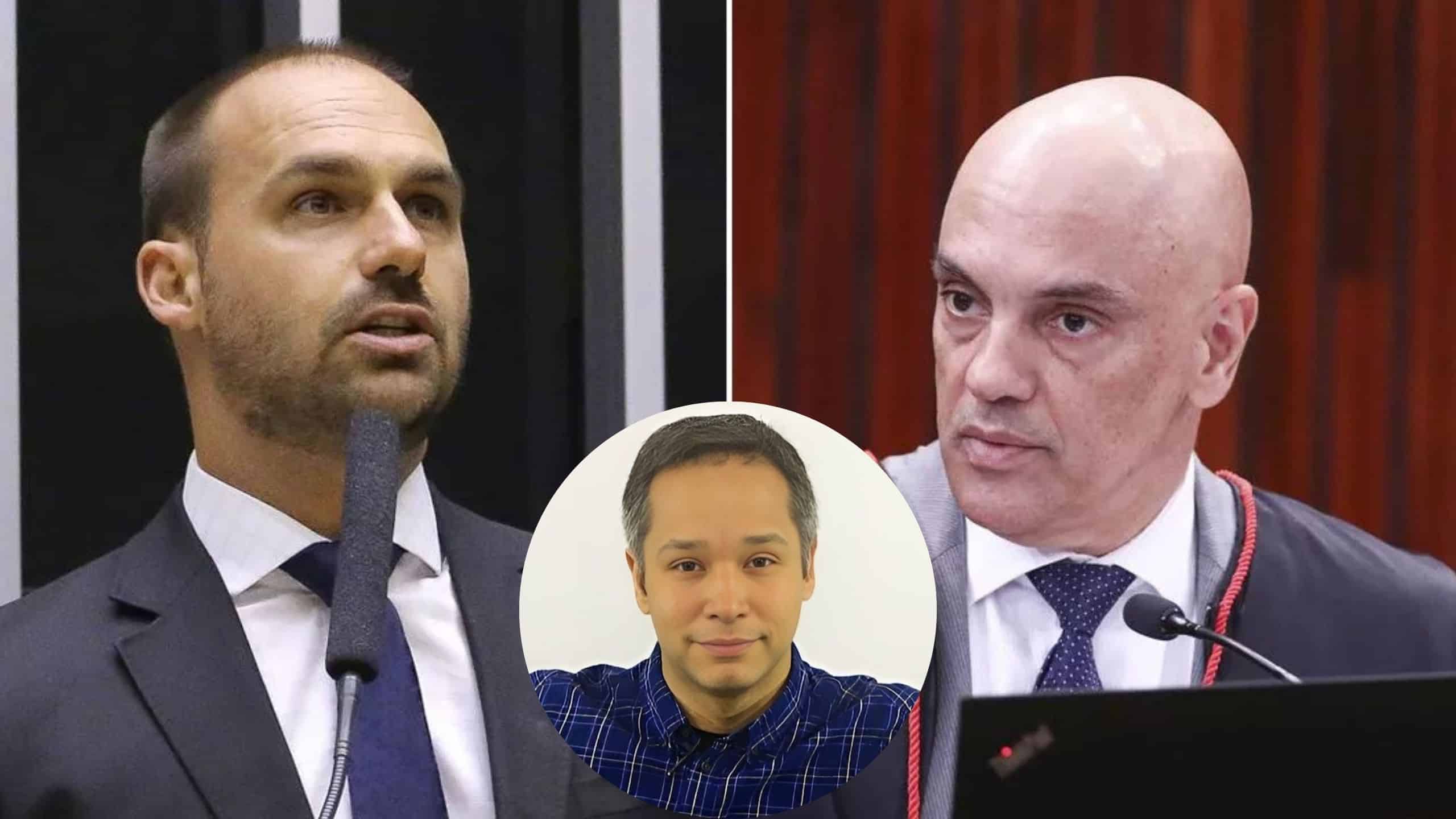 Eduardo Bolsonaro e Alexandre de Moraes (Foto: Paulo Sérgio/Câmara dos Deputados | LR Moreira/Secom/TSE)