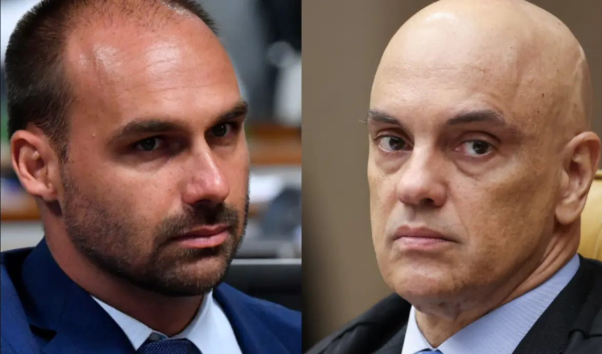 O deputado federal Eduardo Bolsonaro e o ministro Alexandre de Moraes. Foto: Divulgação