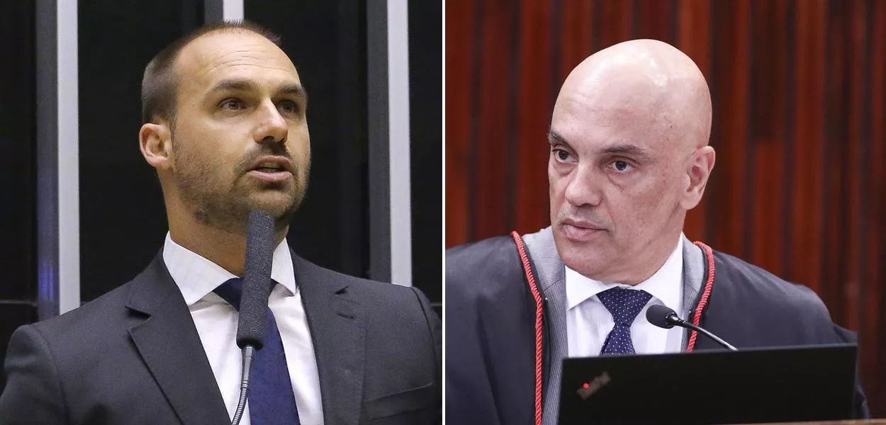 Eduardo Bolsonaro e Alexandre de Moraes (Foto: Paulo Sérgio/Câmara dos Deputados | LR Moreira/Secom/TSE)